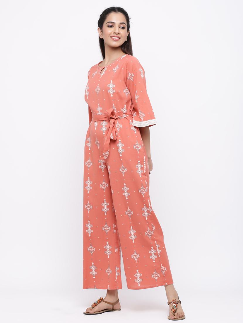 tie front printed jumpsuit - 17191032 - Zoom Image - 2