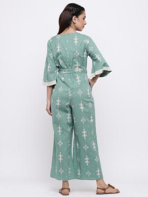 tie front printed jumpsuit - 17191033 - Standard Image - 3