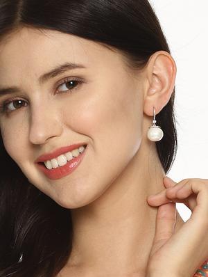 beige satin less steel drop earring - 17191411 - Standard Image - 4