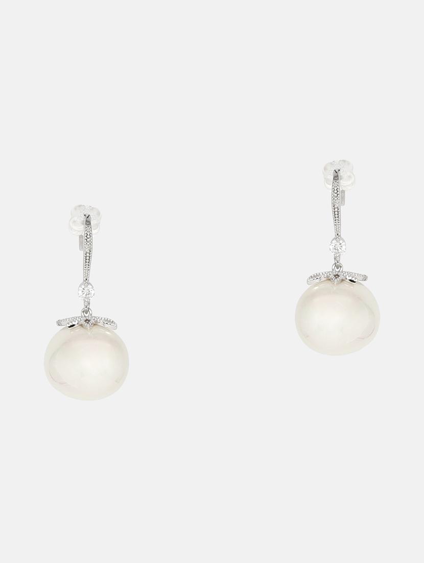 beige satin less steel drop earring - 17191411 - Zoom Image - 2