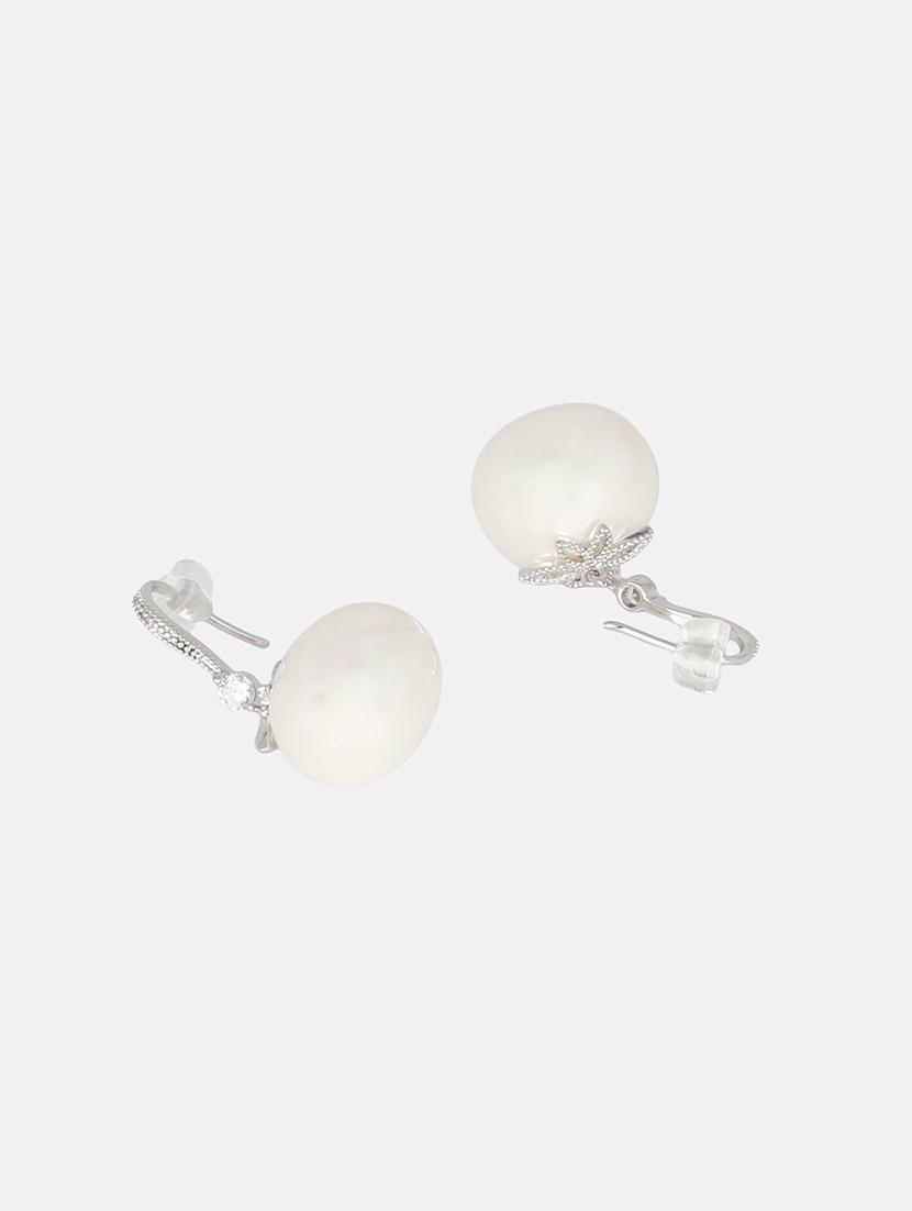 beige satin less steel drop earring - 17191411 - Zoom Image - 3