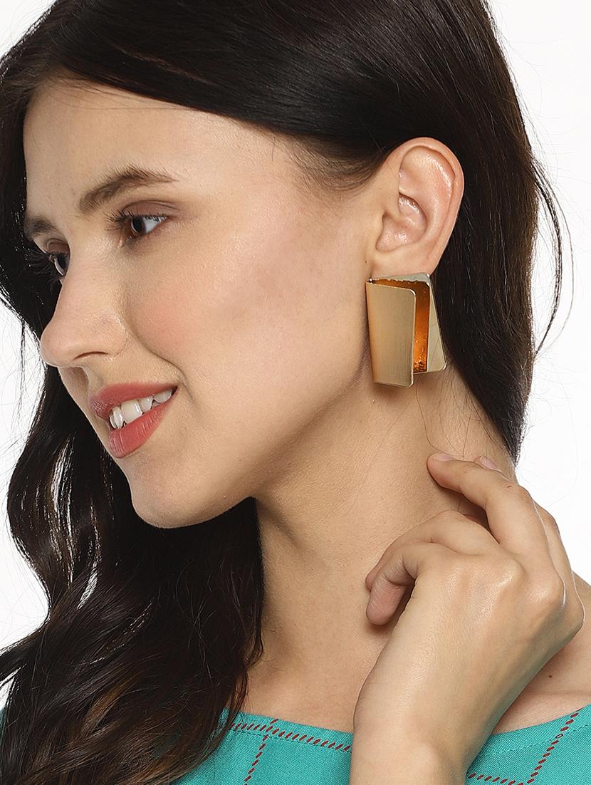 gold metal drop earring - 17191421 - Zoom Image - 3