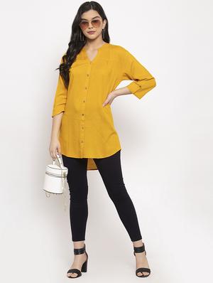 yellow rayon asymmetric shirt - 17191495 - Standard Image - 4