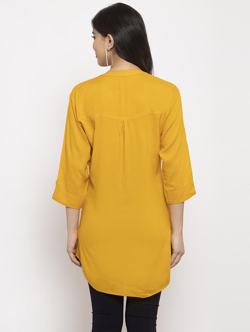 yellow rayon asymmetric shirt - 17191495 - Zoom Image - 3