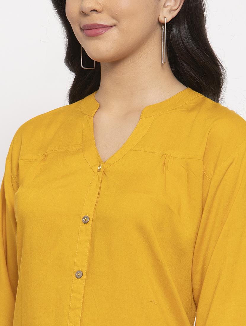 yellow rayon asymmetric shirt - 17191495 - Zoom Image - 5