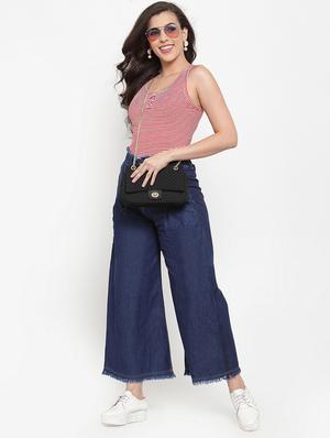 frayed detail wide leg jeans - 17191502 - Standard Image - 4