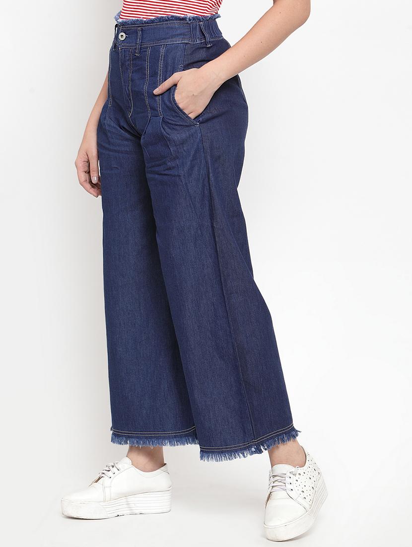 frayed detail wide leg jeans - 17191502 - Zoom Image - 2