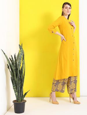 solid a-line kurta - 17191744 - Standard Image - 2