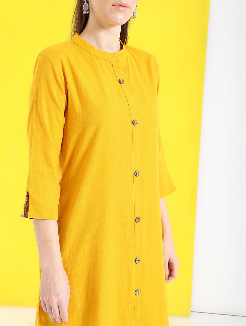solid a-line kurta - 17191744 - Zoom Image - 4