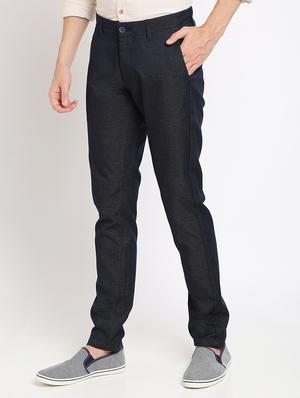 grey solid flat front casual trouser - 17191841 - Standard Image - 2