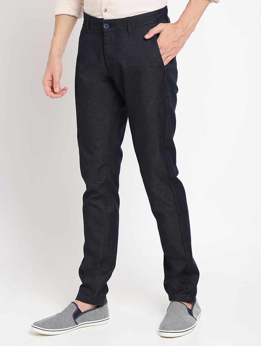 grey solid flat front casual trouser - 17191841 - Zoom Image - 2