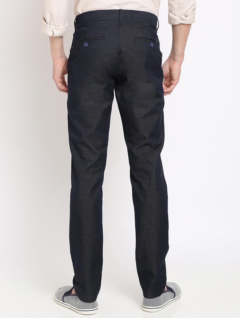 grey solid flat front casual trouser - 17191841 - Zoom Image - 3