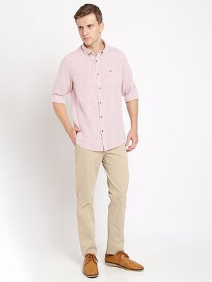 beige solid flat front casual trouser - 17191843 - Standard Image - 4