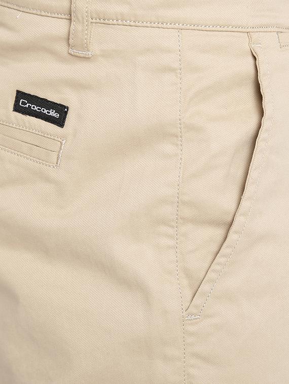 beige solid flat front casual trouser - 17191843 - Zoom Image - 5
