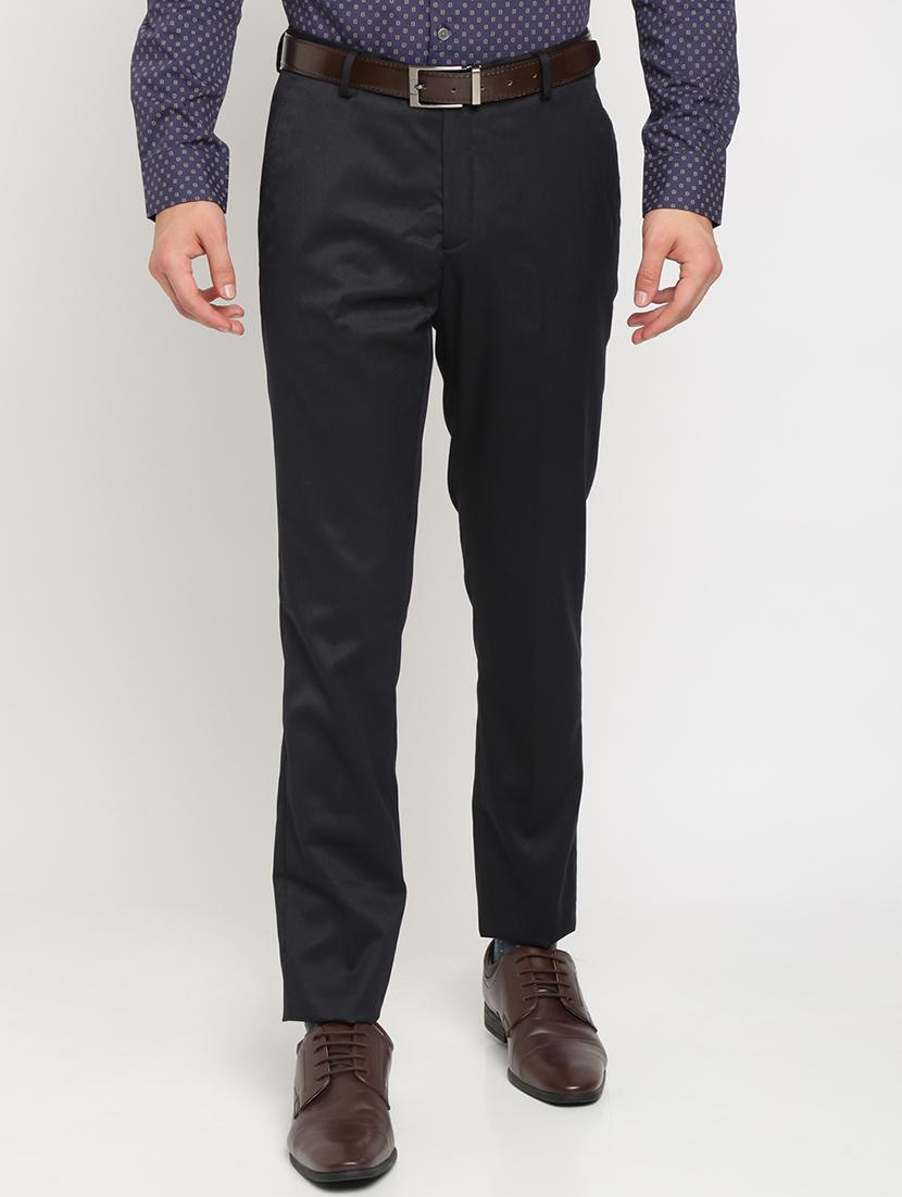 black solid flat front trousers formal trouser - 17191848 - Zoom Image - 1