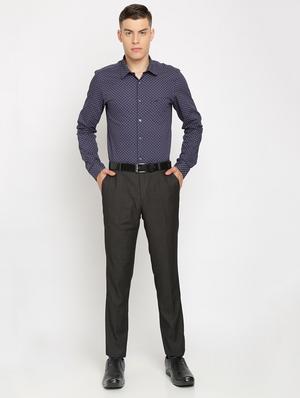 grey textured flat front formal trouser - 17191851 - Standard Image - 3