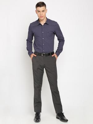 grey solid flat front formal trouser - 17191852 - Standard Image - 3