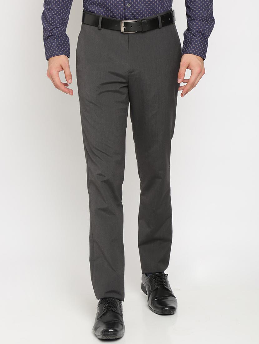 grey solid flat front formal trouser - 17191852 - Zoom Image - 1