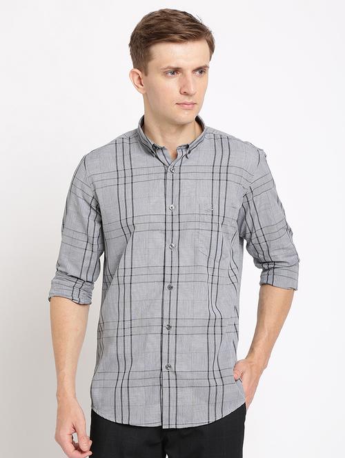 grey checkered casual shirt - 17191891 - Standard Image - 1