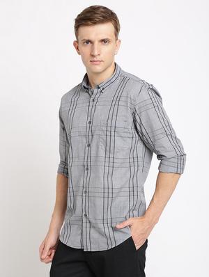 grey checkered casual shirt - 17191891 - Standard Image - 2