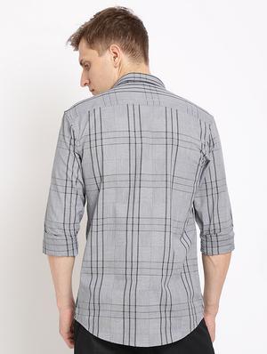 grey checkered casual shirt - 17191891 - Standard Image - 3