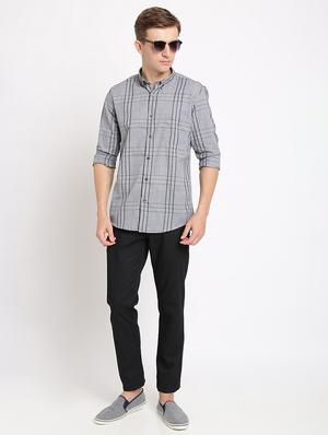 grey checkered casual shirt - 17191891 - Standard Image - 4