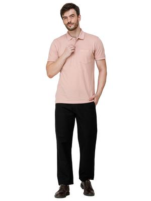 black solid linen flat front casual trouser - 17192065 - Standard Image - 4