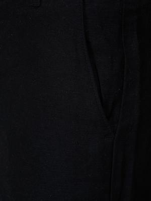black solid linen flat front casual trouser - 17192065 - Standard Image - 5