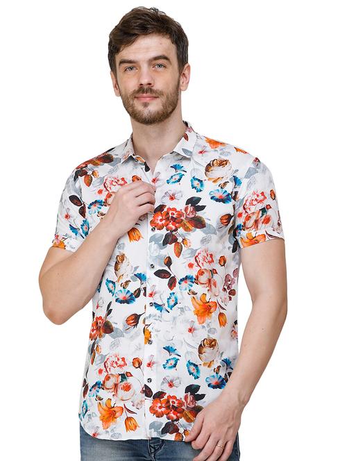 white floral print casual shirt - 17192114 - Very Small Image - 1