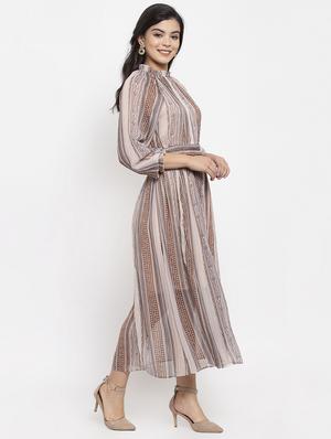 beige polyester maxi dress - 17192167 - Standard Image - 2
