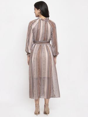 beige polyester maxi dress - 17192167 - Standard Image - 3