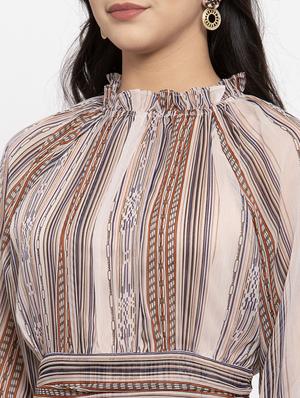 beige polyester maxi dress - 17192167 - Standard Image - 5