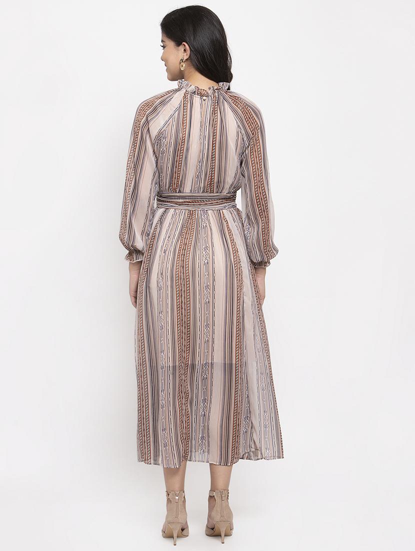 beige polyester maxi dress - 17192167 - Zoom Image - 3