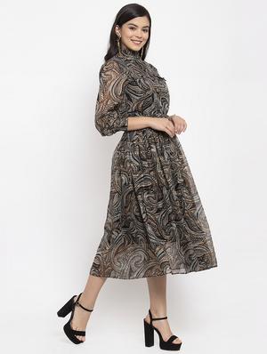 grey polyester fit & flare dress - 17192168 - Standard Image - 2