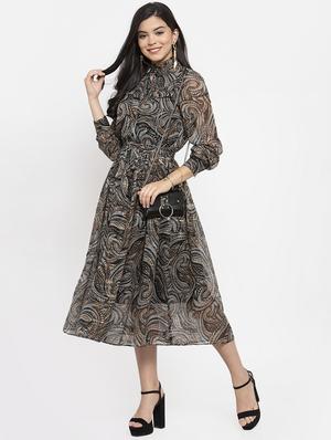 grey polyester fit & flare dress - 17192168 - Standard Image - 4