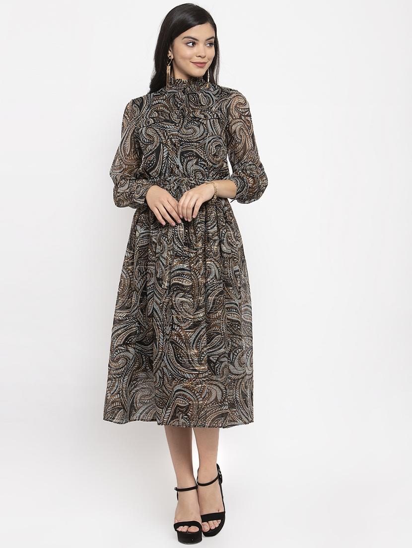 grey polyester fit & flare dress - 17192168 - Zoom Image - 1