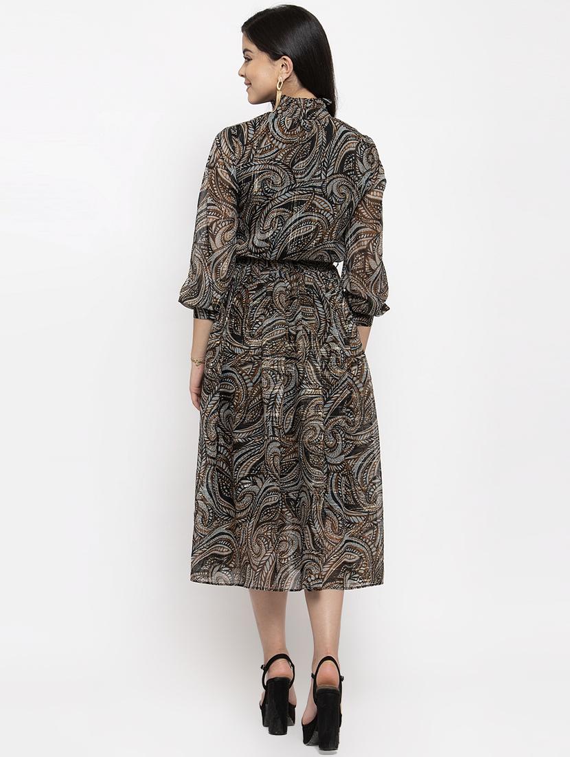 grey polyester fit & flare dress - 17192168 - Zoom Image - 3