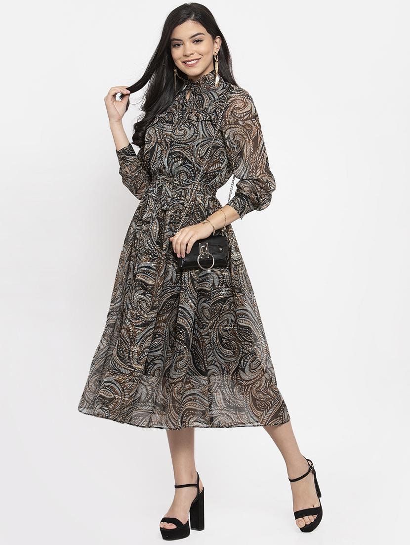 grey polyester fit & flare dress - 17192168 - Zoom Image - 4