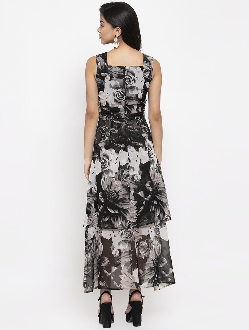 square neck floral asymmetric dress - 17192175 - Zoom Image - 3