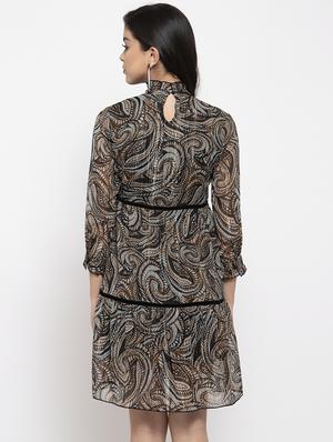 mock neck a-line dress - 17192179 - Standard Image - 3