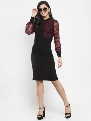 black polyester bodycon dress - 17192183 - Standard Image - 4