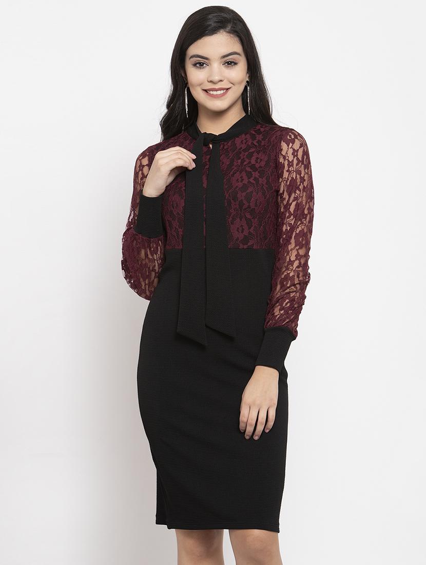 black polyester bodycon dress - 17192183 - Zoom Image - 1