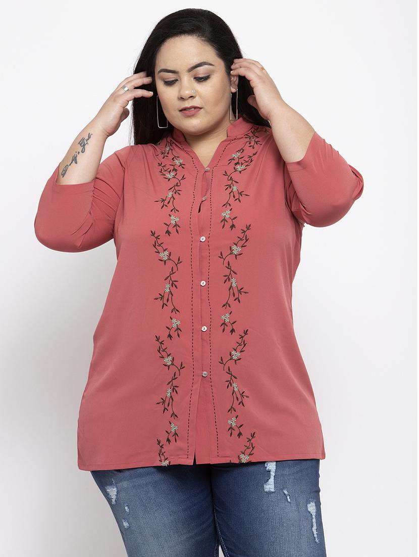 embroidered plus top - 17193246 - Zoom Image - 1