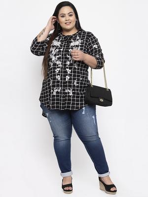 embroidered checkered top - 17193247 - Standard Image - 4