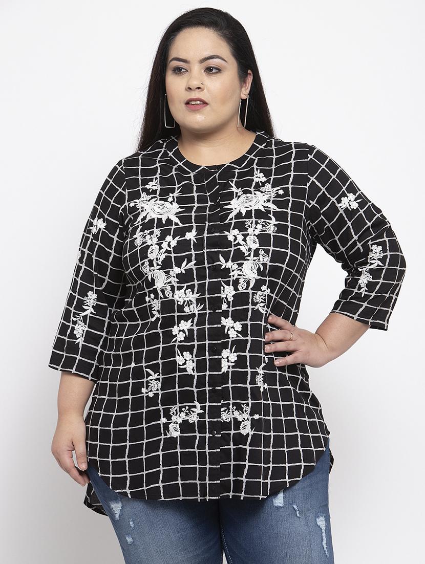 embroidered checkered top - 17193247 - Zoom Image - 1