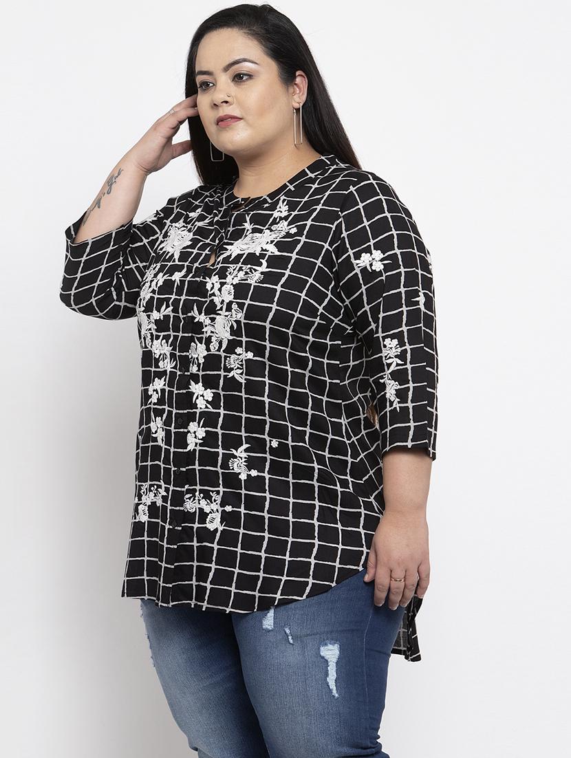 embroidered checkered top - 17193247 - Zoom Image - 2