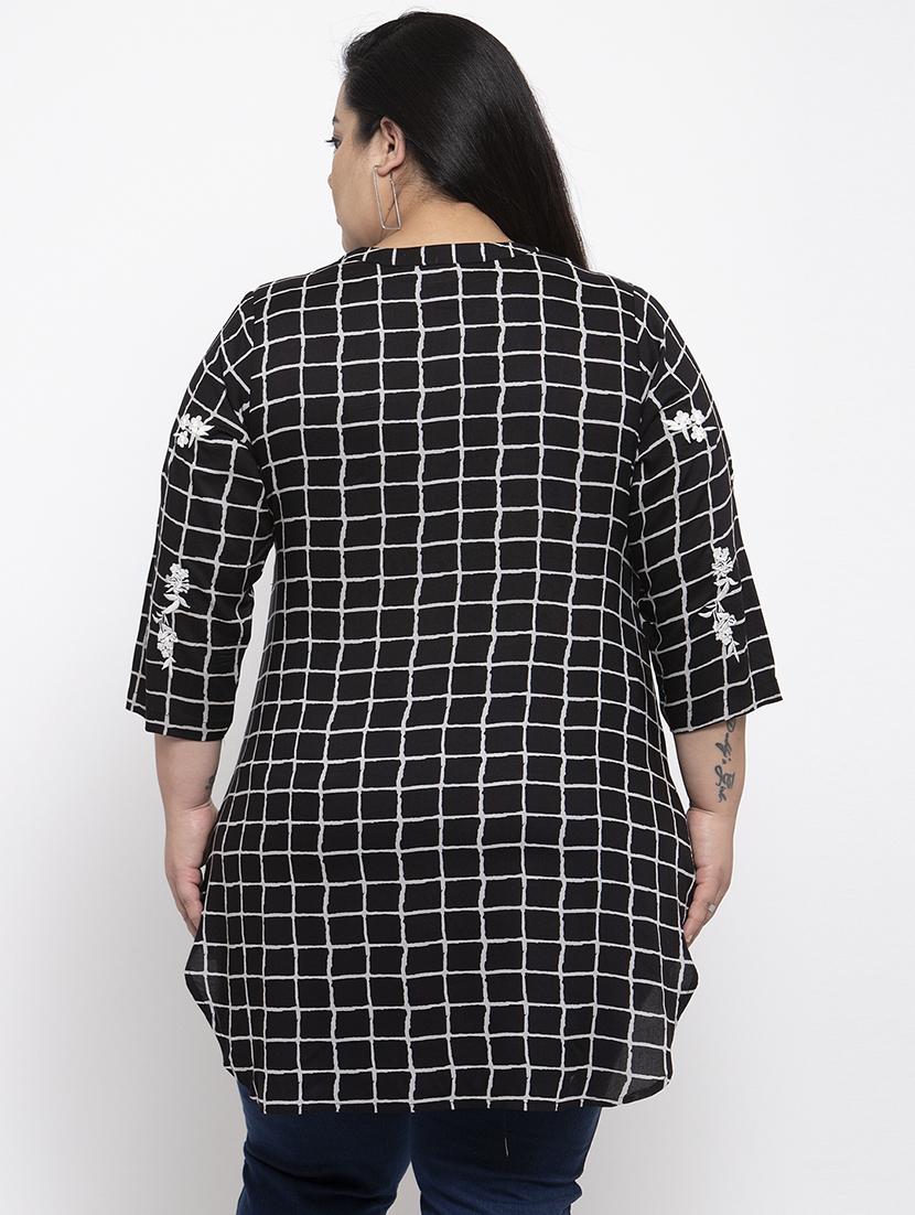 embroidered checkered top - 17193247 - Zoom Image - 3