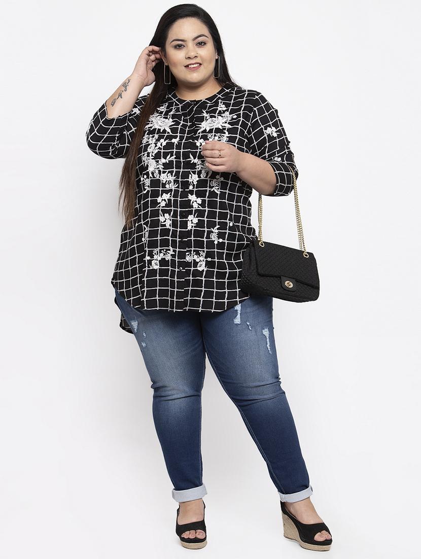 embroidered checkered top - 17193247 - Zoom Image - 4