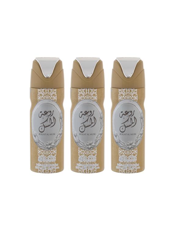 lattafa rouat al musk perfumed bodyspray 200ml deodorant pack of 3 - 17193277 - Zoom Image - 1