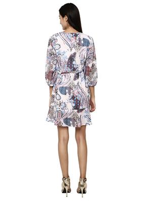 v neck printed a-line dress - 17193778 - Standard Image - 4
